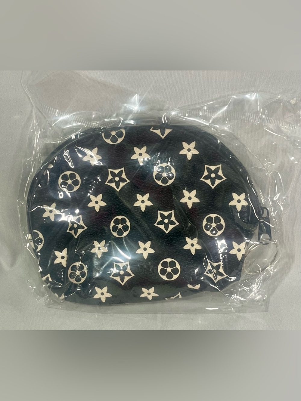 Black  Pattern Coin Pouch with Keyring
